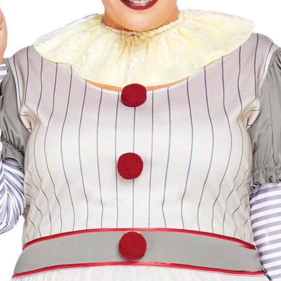 2Pc Creepy Clown Costume Dress Women Plus Size 1x 2x Halloween Cosplay Outfit - Picture 6 of 8